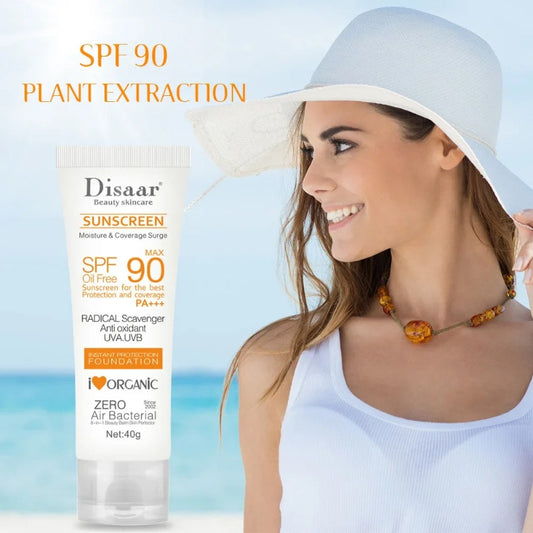 واقي شمس SPF90+ حماية من الإشعاع فوق البنفسجي، عزل، تبييض، ترطيب، تفتيح، للوجه والجسم والأذرع والفخذين، واقي شمسي للعناية بالبشرة.